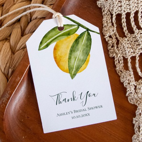 Lovely Lemon Watercolor Bridal Shower Thank You Gift Tags