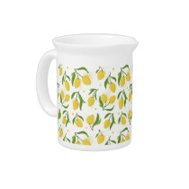 Lovely Lemon Yellow Green Beverage Pitcher