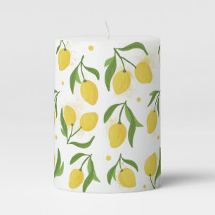 Lovely Lemon Yellow Green Pillar Candle