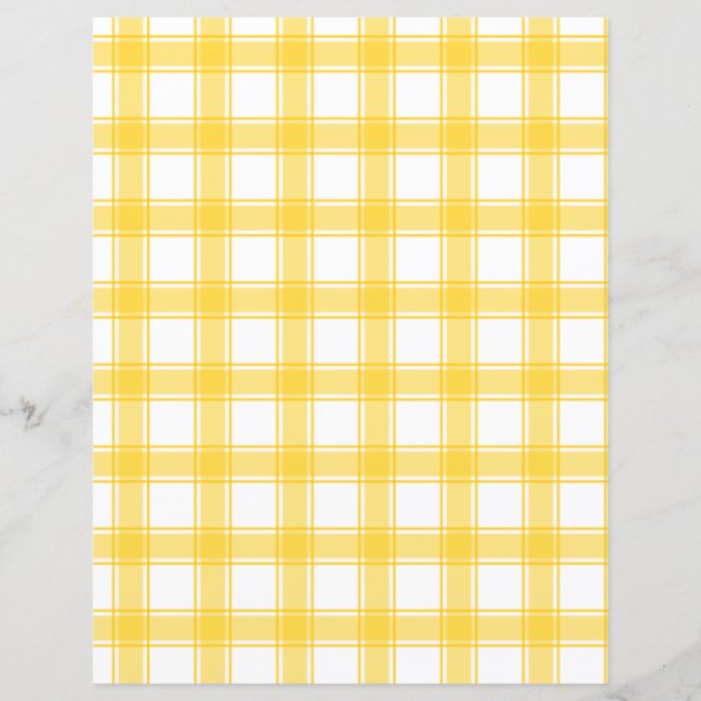 Lovely Lemon Yellow Plaid Scrapbook Paper (Front)