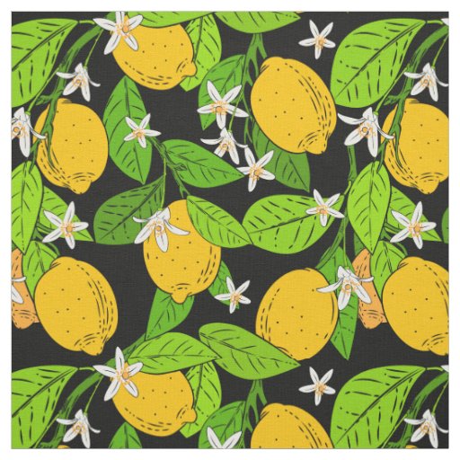 Lovely Lemons and Blossoms Intense Color Fabric