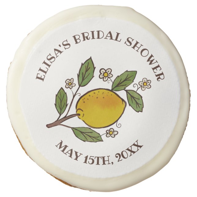 Lovely Lemons BRIDAL SHOWER Rustic CUSTOM  Sugar Cookie (Front)