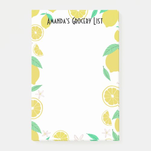 Lovely Lemons Grocery Shop List Meal Planning Post_it Notes