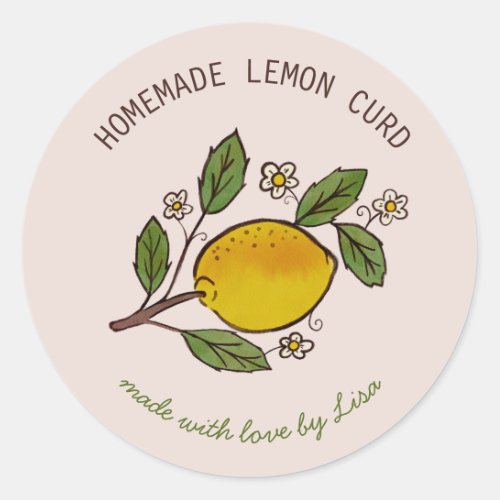 Lovely Lemons Homemade Treats Rustic CUSTOM  Classic Round Sticker