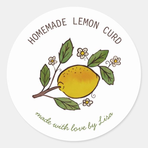 Lovely Lemons Homemade Treats Rustic CUSTOM  Classic Round Sticker