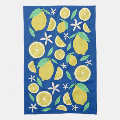 Lovely Lemons Leaves Flowers Lemonade Pattern Kitchen Towel