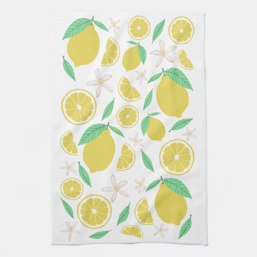 Lovely Lemons Leaves Flowers Lemonade Pattern Kitchen Towel