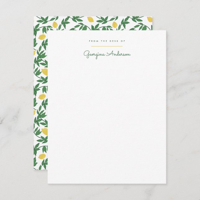 Lovely Lemons Personal Stationery Note Card (Front/Back)