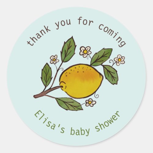 Lovely Lemons Rustic CUSTOM BABY SHOWER Classic Round Sticker