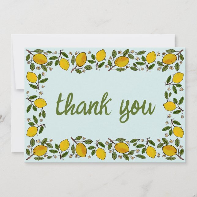 Lovely Lemons Rustic CUSTOM BABY SHOWER Thank You Card (Front)