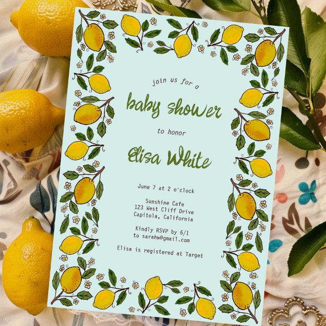 Lovely Lemons Rustic CUSTOM QR Code BABY SHOWER Invitation (Lovely Lemons Rustic CUSTOM QR Code BABY SHOWER Invitation
)