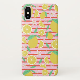 Lovely Lemons Striped Fresh Citrus Fruit iPhone XS Case