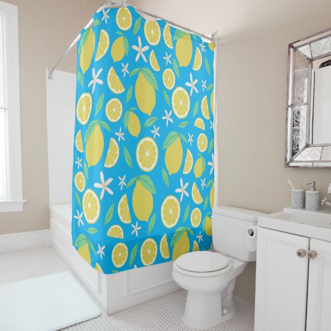 Lovely Lemons Sunshine Citrus Fruit Shower Curtain (In Situ)