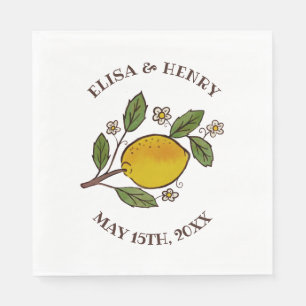 Lovely Lemons WEDDING Engagement Rustic CUSTOM  Napkins