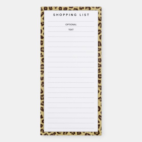 Lovely Leopard Spots Shopping List Magnetic Notepad