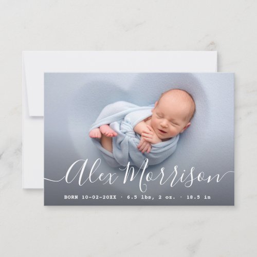 lovely lettering birth announcement card