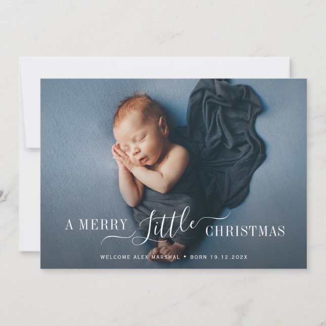 lovely lettering photo birth announcement card (Front)