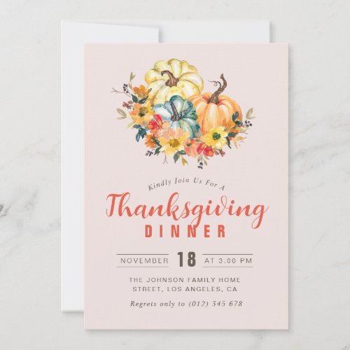lovely lettering Thanksgiving dinner Invitation