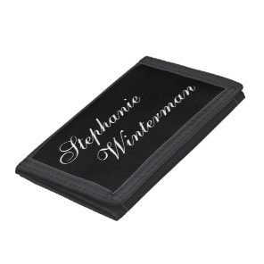 Lovely Letters: Black and White Tri-fold Wallet