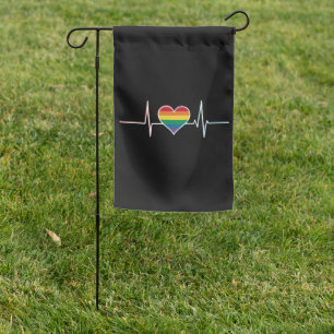Lovely LGBT Gay Pride Heartbeat Lesbian Gays Love Garden Flag