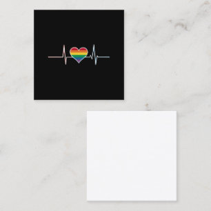 Lovely LGBT Gay Pride Heartbeat Lesbian Gays Love Square Business Card
