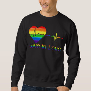 Lovely Lgbt Gay Pride Heartbeat Lesbian Gays Love  Sweatshirt