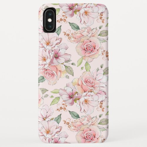 Lovely light pink roses pattern iPhone XS max case