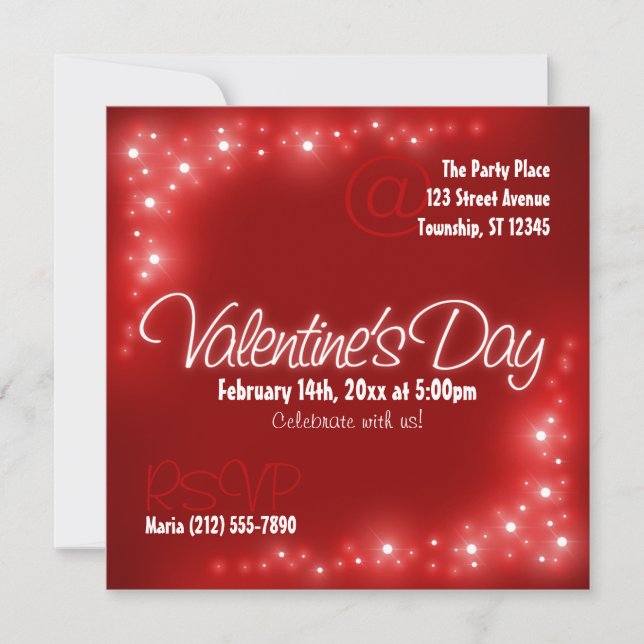 Lovely Lights - Red Valentine's Day Invitations (Front)