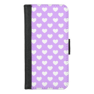 Lovely Lilac And White Hearts Polka Dot Pattern iPhone 8/7 Wallet Case