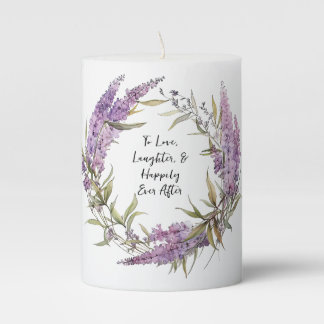 Lovely Lilac Botanical Flowers, Pillar Candle