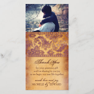 Lovely Lilac Grunge Thank You Photo Card