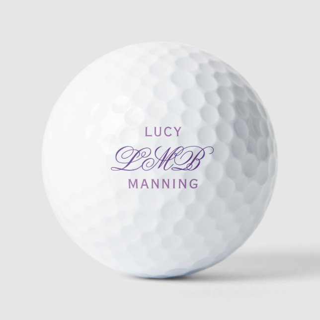 Lovely Lilac Ladies Golf League Monogram Favor Golf Balls (Front)