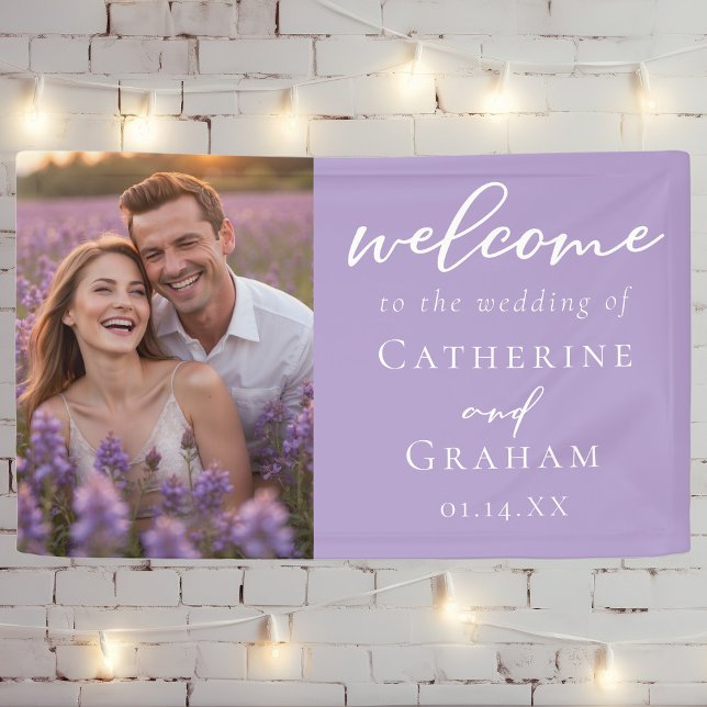 Lovely Lilac Purple Couple Photo Wedding Banner (Creator Uploaded)