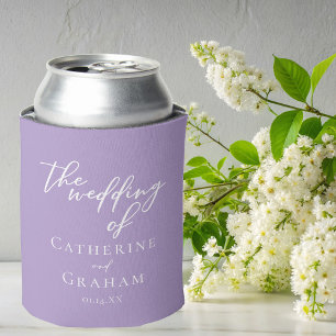 Lovely Lilac Purple Personalized Wedding Can Cooler