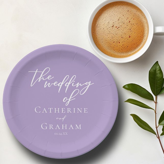 Lovely Lilac Purple Personalized Wedding Paper Plates (Creator Uploaded)
