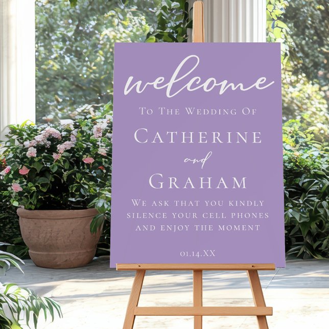 Lovely Lilac Purple Personalized Wedding Welcome Foam Board (Creator Uploaded)