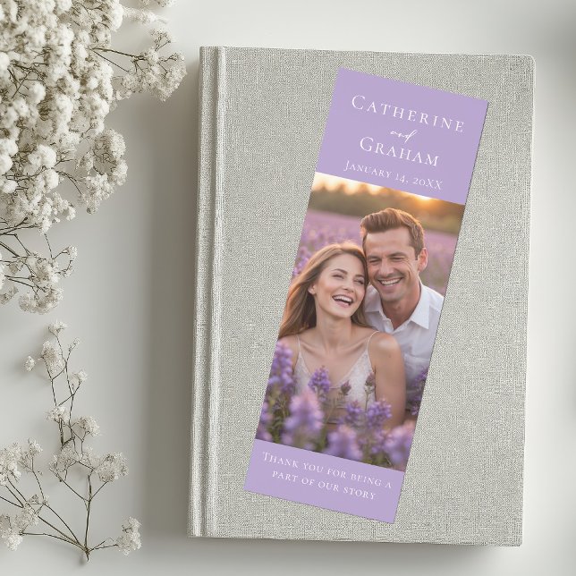 Lovely Lilac Purple Wedding Photo Personalized Bookmarks (Creator Uploaded)