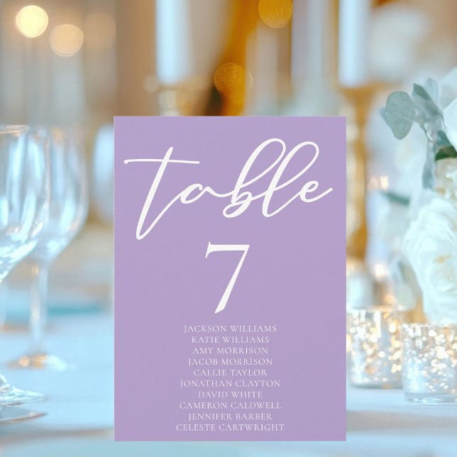 Lovely Lilac Purple Wedding Table Card w Names (Creator Uploaded)