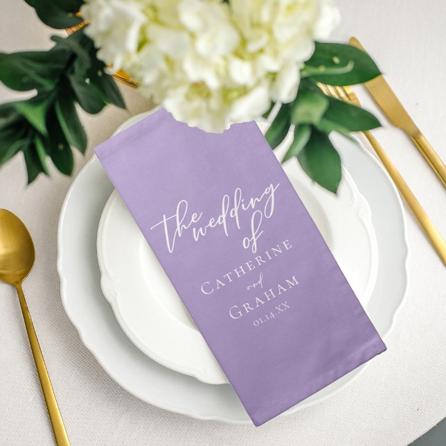 Lovely Lilac Purple White Personalized Wedding Cloth Napkin (Creator Uploaded)
