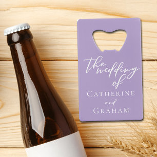 Lovely Lilac Purple White Personalized Wedding Credit Card Bottle Opener
