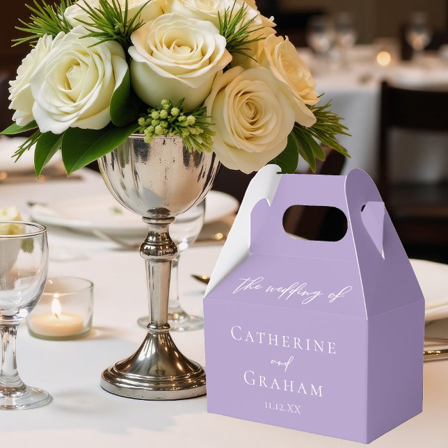 Lovely Lilac Purple White Personalized Wedding Favor Boxes (Creator Uploaded)