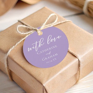 Lovely Lilac Purple White Personalized Wedding Favor Tags