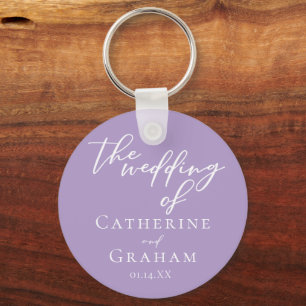 Lovely Lilac Purple White Personalized Wedding Keychain