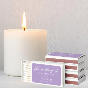 Lovely Lilac Purple White Personalized Wedding Matchboxes