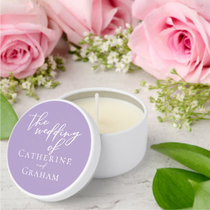 Lovely Lilac Purple White Personalized Wedding Mini Candle Favors