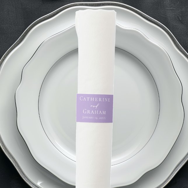 Lovely Lilac Purple White Personalized Wedding Napkin Bands (Creator Uploaded)