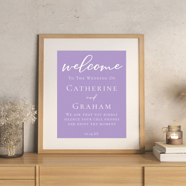 Lovely Lilac Purple White Personalized Wedding Poster (Creator Uploaded)