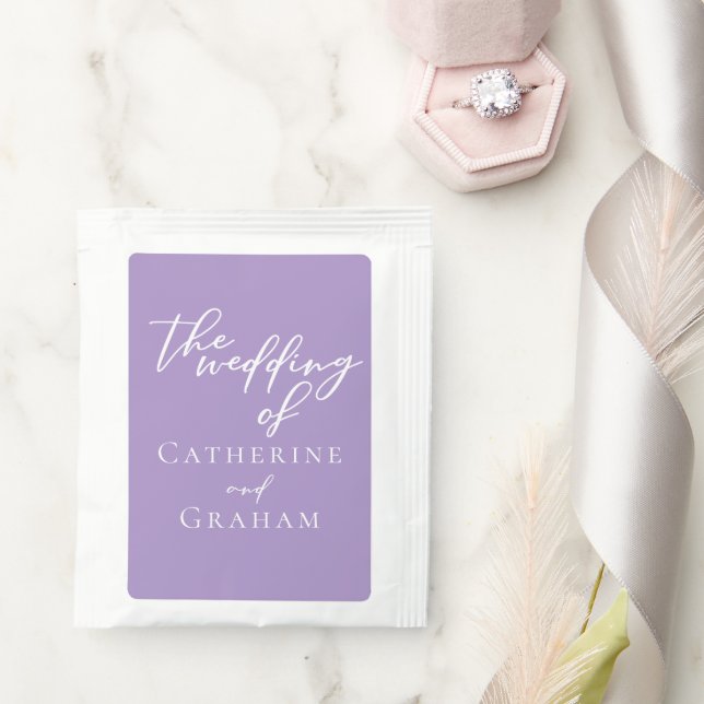 Lovely Lilac Purple White Personalized Wedding Tea Bag Drink Mix (Wedding)