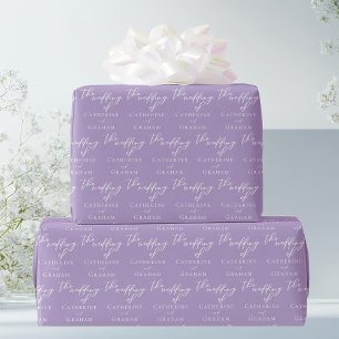 Lovely Lilac Purple White Personalized Wedding Wrapping Paper