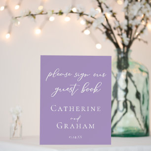 Lovely Lilac Purple White Wedding Guest Book Foam Board